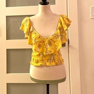 Express Yellow Floral Crop Top